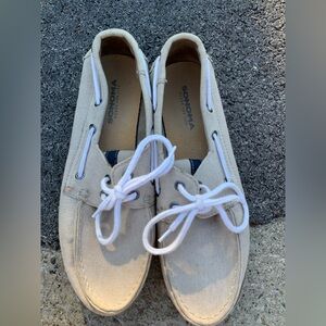 Sonoma Beige Canvas Boat Shoes with White Laces